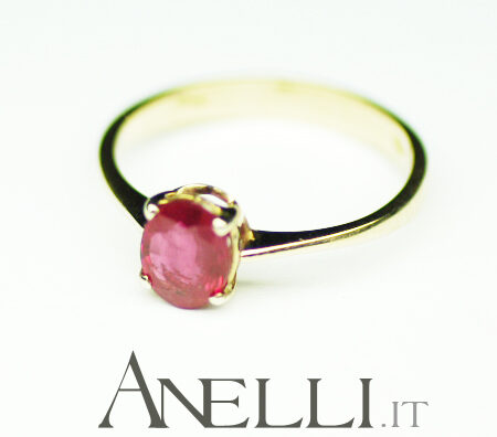 Anello in Oro Rosa con Rubino naturale
