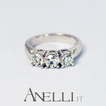 Anello Trilogy con 3 Diamanti naturali colore G purezza VS1 (un carato) GIA