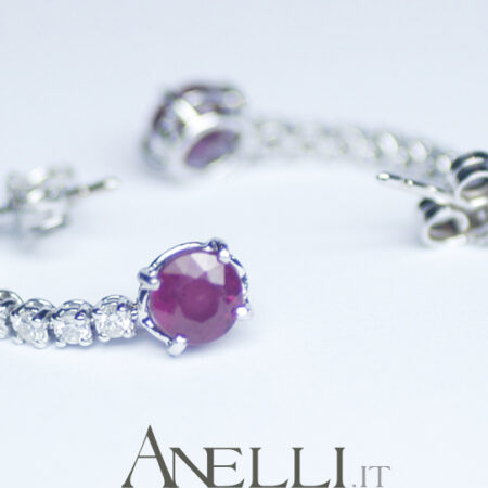 Orecchini Tennis con Rubini e Diamanti