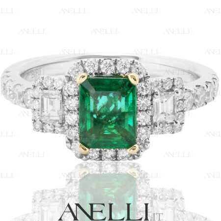 Anello con Smeraldo e Diamanti Baguette