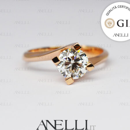1 Carato F-VS1 in Oro Rosa con certificato GIA