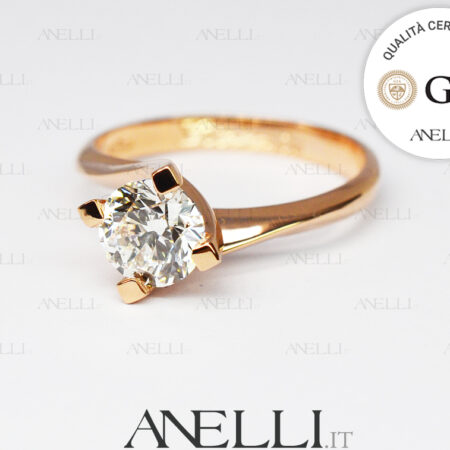 Anello 1 Carato Oro Rosa D-IF Triplo Excellent GIA