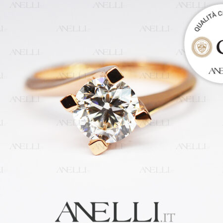 Solitario 1 Carato Oro Rosa F-VVS1 certificato GIA