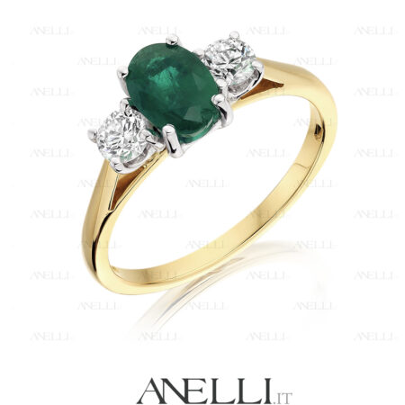 Trilogy Smeraldo 1.50 Carati con 2 Diamanti