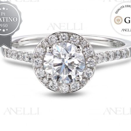 Anello Halo Platino 1 carato F-VS1 GIA