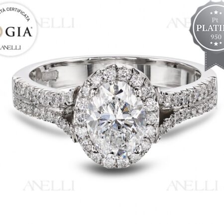 Halo Platino Diamante Ovale 1 Carato D-VS1 GIA