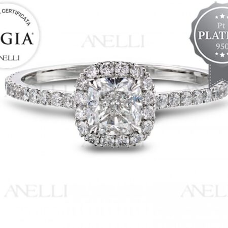 Platinum Halo Cushion Cut 1 Carat D-IF