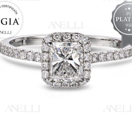 Anello Halo Radiant 1 Carato F-VS1 in Platino