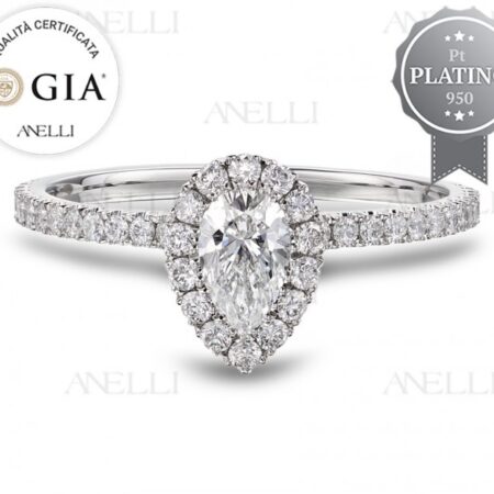 Platinum Halo Ring 0.90 Carats D-IF