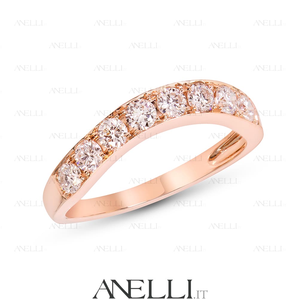 Anello Oro Rosa 9 Diamanti D-IF