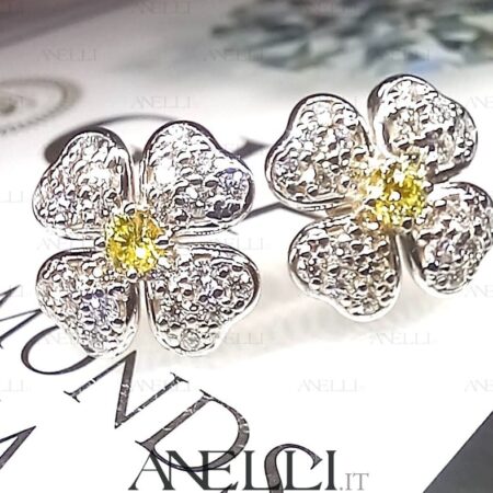 Orecchini Fiore Diamanti Fancy Yellow